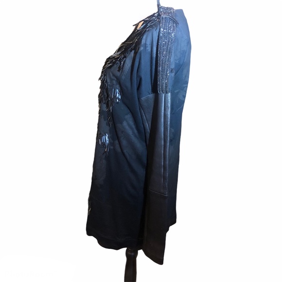 BARBARA BUI RUNWAY EMBELLISHED BLACK MINI DRESS WITH MESH SHIRT SIZE 40 - Picture 9 of 16